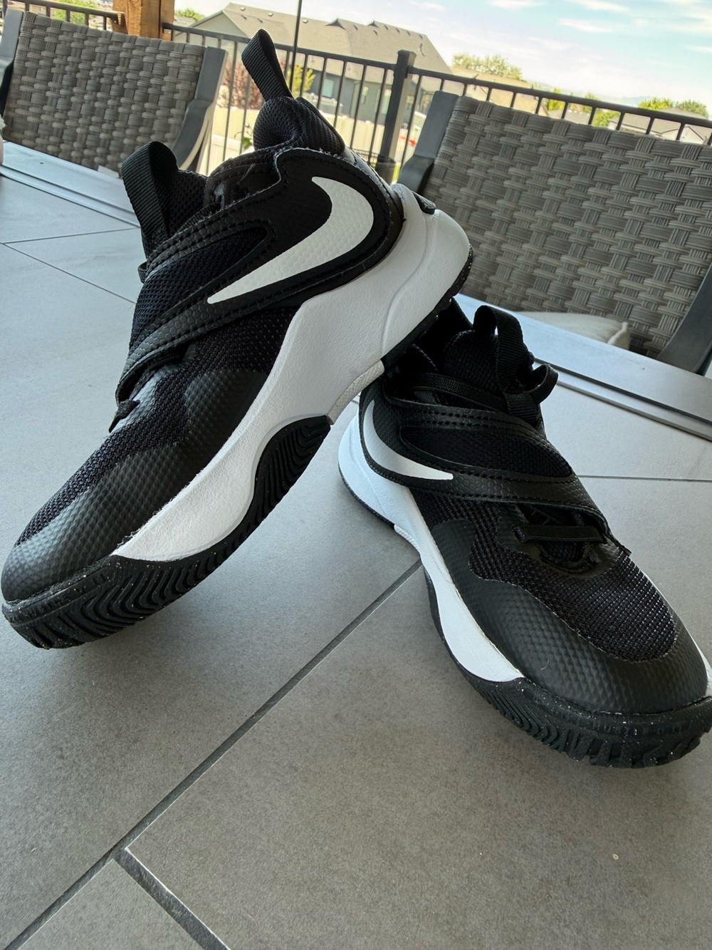 Nike Kids Black and White Strap Athletic Sneakers